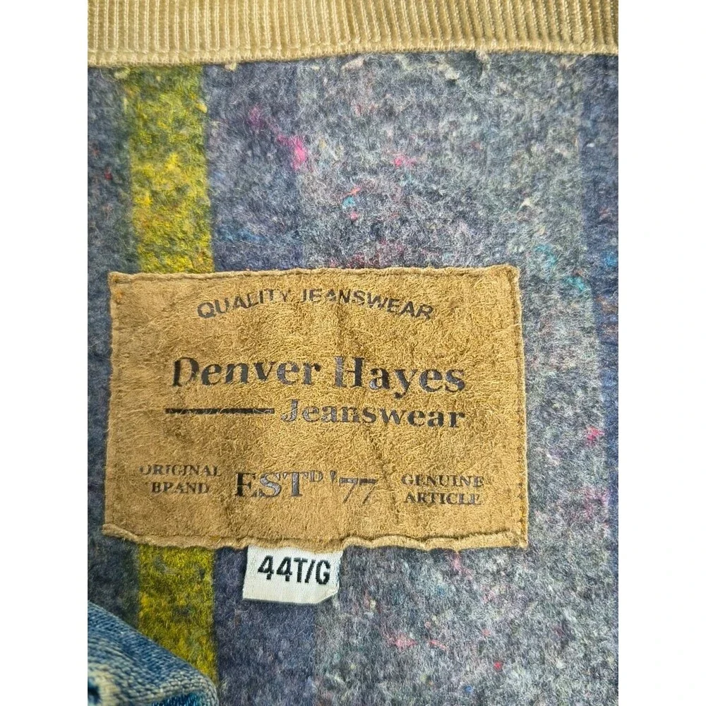 Vintage Denver Hayes Blanket Lined Denim Jean Trucker Jacket Size 44T